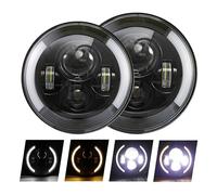 Projecteur Principal voiture Pour Land Pour Rover Pour Defender 90/110 2 Pièces Voiture 7 "phare LED Salut/bas H4 Halo Angle Yeux Feux Avants Auto(2 piece Half-7inch)