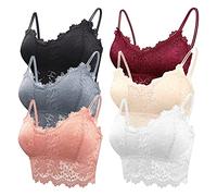 FEOYA 6 pcs Damen Abnehmbare Pads Spitze Bralette Ohne Bügel BH Yoga Spitze BH Bra Top Set Sport-BHS für Women