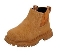FEOYA Bébé Bottines d'hiver Elegant Enfant Chaussures Fourrées Confortable Fille Botte Antidérapantes à Doublure Garçon Bottines à Semelle Souple Chaud De Neige Fourrée Jaune 22
