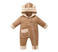 FEOYA Bébé Combinaison Chaud À Capuche Fille Tenue De Ski Polaire Garçon Vêtement Automne Chic Bambin Manteau Hiver Épais Ensemble De Neige Suede Naissance Loisirs Kaki 0 6 Mois