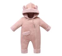 FEOYA Bébé Ensemble Chaud Suede Fille Combinaison De Ski Loisirs Garçon Tenue Automne La Mode Bambin Vêtement Hiver À Capuche Manteau De Neige Polaire Naissance Chic Rose 0 6 Mois
