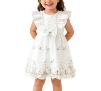 FEOYA Bébé Fille Robe De Princesse Carnaval Cérémonie D'Été Bébé Fille Robe De Bapteme sans Manches Soirée De Soirée Blanc 18-24 Mois