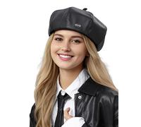 FEOYA Béret Femme Chapeau Chapeau en Cuir Casquette Français Newsboy Chapeau Gavroche Artiste de Peintre Chauffeur Noir Béret Basque Vintage Rétro Octogonal Classique Automne Printemps Visière Hiver