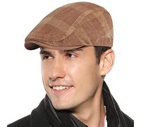 FEOYA Bérets Homme Automne Hiver Casquette Plate en Chanvre Casquette Newsboy Flat Cap Chapeau Vintage Réglable Tour de tête 56-60 cm E4