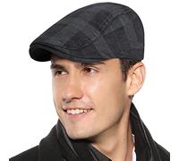 FEOYA Bérets Homme Automne Hiver Casquette Plate en Chanvre Casquette Newsboy Flat Cap Chapeau Vintage Réglable Tour de tête 56-60 cm E1