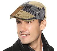 FEOYA Bérets Homme Automne Hiver Casquette Plate en Chanvre Casquette Newsboy Flat Cap Chapeau Vintage Réglable Tour de tête 56-60 cm F4