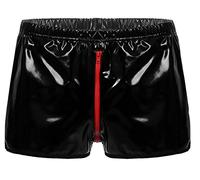 FEOYA Boxer en cuir pour homme taille basse en latex ouvert sur le devant entrejambe brillant, C noir., XX-Large