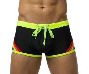 FEOYA Boxers Homme Maillot de Bain à Séchage Rapide Plage de Surf Push Up de Surf Shorts de Bain Boxers Slip avec Coussinet Amovible Cordon Noir L