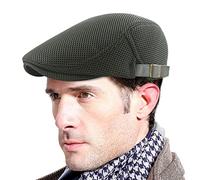 FEOYA Casquette en Maille Homme Béret Plate Été Chapeau Gavroche Filet Casquette Newsboy Réglable Chapeau Gatsby Respirant Casquettes Souples Flat Cap Gris Foncé Casquette Basque Coulisse Accessoire