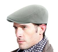 FEOYA Casquette en Maille Homme Béret Plate Été Chapeau Gavroche Filet Casquette Newsboy Réglable Chapeaux Gatsby Respirant Casquettes Souples Flat Cap Gris Clair Basque Coulisse Accessoire