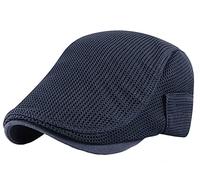 FEOYA Casquette en Maille Homme Béret Plate Été Chapeau Gavroche Filet Casquette Newsboy Réglable Chapeau Gatsby Respirant Casquettes Souples Flat Cap Bleu Foncé Casquette Basque Coulisse Accessoire
