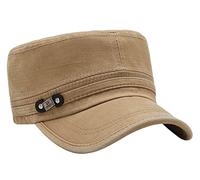 FEOYA Casquette Militaire Cap Vintage Plat Cadet Style en Coton Réglable Classic Plain Hat de Baseball Unisexe Beige