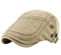 FEOYA Casquette Plate Homme Béret Coton Chapeau Gavroche Gatsby Casquette Newsboy Réglable Vintage Casquettes Souples Respirant Basque Flat Cap Irlandaise Voyage Accessoire Été Beige