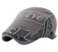 FEOYA Casquette Plate Homme Béret Coton Chapeau Gavroche Newsboy Casquette Broderie Gatsby Réglable Vintage Été Casquettes Souples Basque Respirant Lettre Irlandaise Rétro Flat Cap Gris foncé