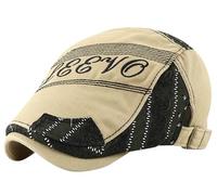 FEOYA Casquette Plate Homme Béret Coton Chapeau Gavroche Newsboy Casquette Broderie Réglable Gatsby Vintage Casquettes Souples Respirant Basque Été Irlandaise Rétro Flat Cap Beige Voyage
