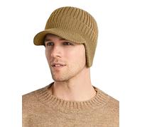 FEOYA Casquettes Homme d'hiver Tricoté Casquette Visière Chapeau Hiver avec Oreillettes Bonnet Chaud Doublé Polaire Coupe-Vent pour Activité en Plain Air A3