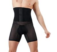 FEOYA Culotte Sculptante Homme Boxer Gainante Taille Haute Body Amincissant Boxer Short Ventre Plat sous-vêtements Amincissant Noir XL-XXL