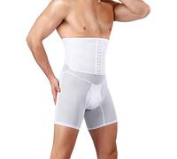 FEOYA Culotte Sculptante Homme Boxer Gainante Taille Haute Body Amincissant Boxer Short Ventre Plat sous-vêtements Amincissant Blanc XL-XXL