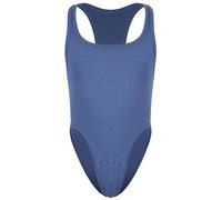 FEOYA Debardeur Homme Compression Leotard Maillot de Corps Hommes sans Manches Slim Fit Bodysuit sous-vêtements Combinaisons de Sport Sexy Bleu XXL