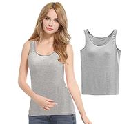 FEOYA Décontracté Tank Top Femme Brassière Yoga Débardeur Basique avec Soutien-Gorge Intégrée Haut Blouse sans Manche Crop Top Sport Gris 3XL