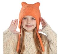 FEOYA Enfant Chapeau à Oreilles Épais Garçon Chapka d'hiver d'automne Ado Bonnet avec Cache-Oreilles Polaire Fille Chapeau Chaud Beanie Tricot Ski Orange 4-10 Ans