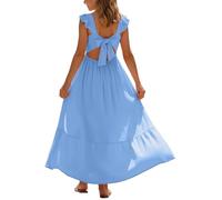 FEOYA Enfant Robe De Fete Mode Ado Robes Princesse Élégante sans Manches Anniversaire Soirée Bapteme Mariage De Style Coréen Robe pour Fille Bleu 12 13 Ans