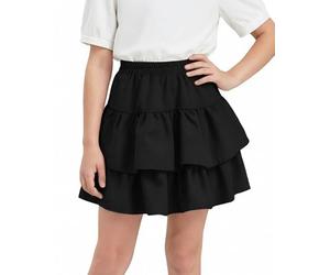 FEOYA Enfant Skirts à Lobe Mini Fille Jupe avec Short Plissée Ado Skirt Ceremonie Jogging Fête D'Elephant Haute Taille D'Intérieur Noir 12 13 Ans