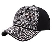 FEOYA Femmes Hommes Casquette de Baseball Rivets Strass Cristaux Casquettes Réglables Shiny Bling Casual Sports Cap Chapeaux de Soleil Respirants A2