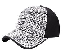 FEOYA Femmes Hommes Casquette de Baseball Rivets Strass Cristaux Casquettes Réglables Shiny Bling Casual Sports Cap Chapeaux de Soleil Respirants A3