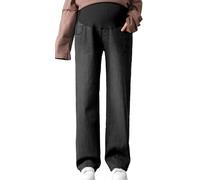 FEOYA Femmes Jean de Maternité Dames Pantalons de Sol Haute Taille Grossesse Pantalon Vêtements Jambe Large Pantalon Printemps Automne Noir 5XL