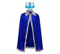 FEOYA Fille Déguisement Deguisement Médiévale Garçon Costume Halloween Deluxe Enfant Cape Couronne Roi Cosplay Chevalier Tenue Set Carnaval Médiévale Roi Deluxe Heros Chevalier Bleu 120Cm