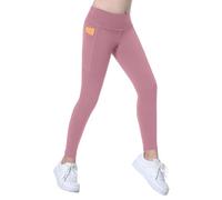 FEOYA Fille Leggings Sport Taille Haute Pantalon Enfants Yoga Pants Vêtement Tenue Sport avec Pocket Edition Shark Pantalons Printemps Automne Extérieur Filles Skinny Rose 2 10-11 Ans