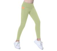 FEOYA Fille Leggings Sport Taille Haute Pantalon Enfants Yoga Pants Vêtement Tenue Sport avec Pocket Edition Shark Pantalons Printemps Automne Extérieur Filles Skinny Vert 10-11 Ans
