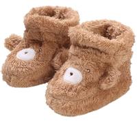 FEOYA Garçon Bottillons De Neige Fourrés Nouveau-Né Chaussures Chaud De Ski Bébé Bottes D'Hiver Mignonnes Fille Bottines À Semelle Souple À Doublure Antidérapantes Confort 02 Marron 12 18 Mois