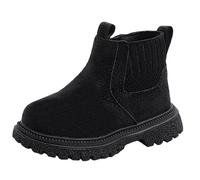 FEOYA Garçon Bottines d'hiver Mode Bébé Chaussures Fourrées d'automne Enfant Botte Antidérapantes Elegant Fille Bottines à Semelle Souple Confortable De Neige à Doublure Noir 23