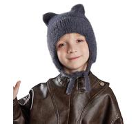 FEOYA Garçon Chapka à Oreilles Polaire Ado Bonnet d'hiver Ski Fille Chapeau avec Cache-Oreilles Beanie Enfant Chapka Chaud d'automne Tricot Épais Gris 4-10 Ans