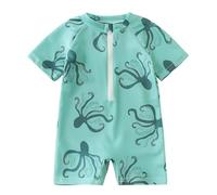 FEOYA Garçon Combinaison avec Zip Intégré Bébé Maillots Anti UV Une Pièce Garçon Maillot De Bain Piscine Short Flottant Flottant Protection Contre Le Soleil Poisson À Huit Pattes 3 6 Mois