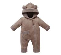 FEOYA Garçon Ensemble Chaud À Capuche Bambin Combinaison De Ski Polaire Bébé Tenue Automne Chic Fille Vêtement Hiver Épais Manteau De Neige Suede Naissance Loisirs Brun 9 12 Mois