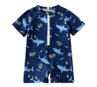 FEOYA Garçon Maillots avec Zip Eté Bébé Maillot De Bain Anti UV Imprimé Garçon Combinaison Piscine Intégré Flottant Une Pièce Protection Contre Le Soleil Le Requin 2 3 Ans