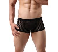 FEOYA Homme Boxer Sexy Briefs U Short Transparent Slip Léger Doux Respirant Taille 40-42 - Noir
