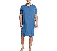 FEOYA Homme Chemise de Nuit Bleu Clair Ample en Coton à Manches Courtes Vêtements Pyjama XXL