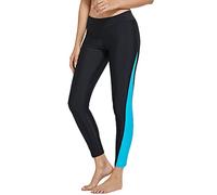 FEOYA Legging de Bain Femme Legging de Natation Pantalon Slim de Surf Plongée Séchage Rapide Élastique Court Leggings de Yoga Sport Fitness Plongée Bleu Aqua L