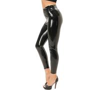 FEOYA Leggings Simili Cuir pour Femme Noir S Pantalon en Cuir Slim Leggings Effet Cuir Sexy Legging Brillant Grande Taille Haute Pantalons Skinny Stretch Pantalon Collant Métallique Élastique Crayon