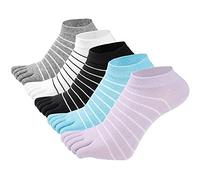 FEOYA Lot de 5 Chaussettes à Orteils Femmes Respirant Chaussettes à Cinq Doigts Basses Chaussettes Orteils Séparés pour Hallux Valgus 5-Multicolore Taille Unique