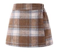 FEOYA Mini Jupe Enfant Fille Tweed A-Line Courte Jupe Uniforme Scolaire Jupe Elastique Taille À La Mode Rétro Jupe pour Automne Hiver 140