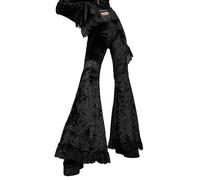 FEOYA Pantalon Évasé en Dentelle Velours Femme Legging Gothique Taille Haute Pantalon Bootcut Stretch Transparent Legging Long Punk Noir S Pantalon Moulant Skinny Halloween Slim Ajusté Rétro Vintage