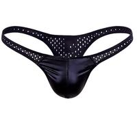 FEOYA String Homme Slip Lingerie Cuir Brillant G-Sting T-Back Thong Taille Basse M NOI