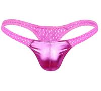 FEOYA String Homme Slip Lingerie Cuir Brillant G-Sting T-Back Thong Taille Basse M Rose