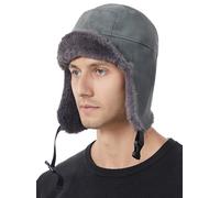 FEOYA Unisex Chapeau de Trappeur Faux Sue Chaud Homme Chapka d’Hiver Chaleureux Trappeur Aviator Pilote d'aviateur Ear Oreillettes Fourrure armée Ski Hat 58-60CM C3