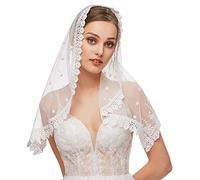 FEOYA Voile d'église Chapelle en Dentelle Voile de Tête Mantille Catholique Messe Latin Étole Écharpe de Mariage B2